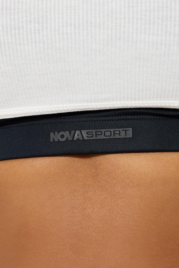 Fashion Nova Cross Court Elevate Double Layered Sports Bra - White/Black