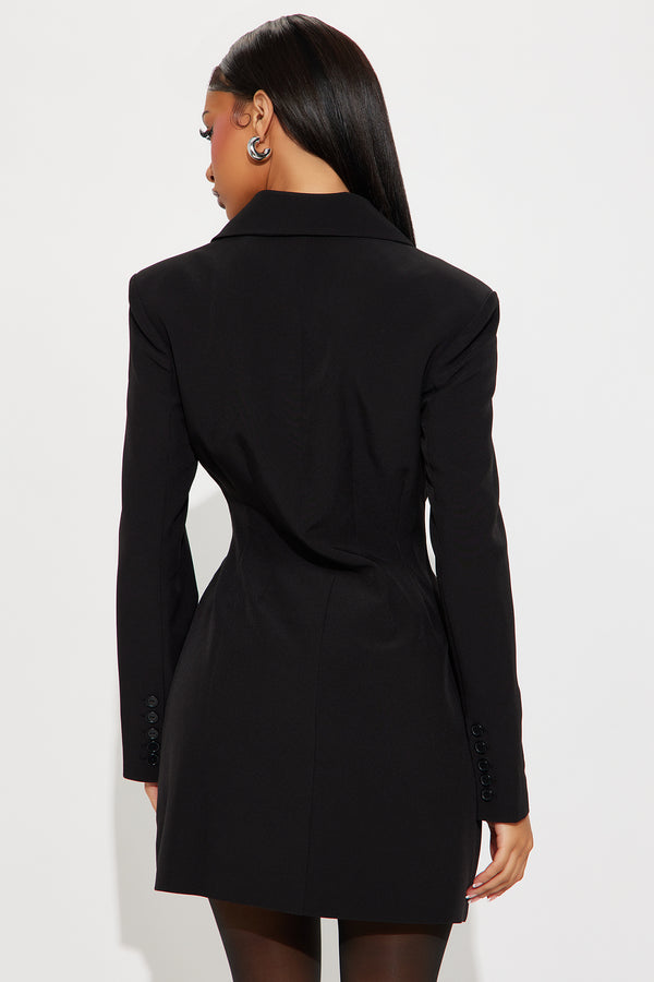 Fashion Nova Darcy Double Breasted Blazer Mini Dress - Black
