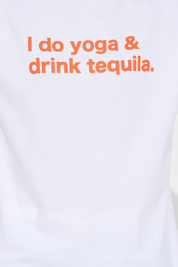 Fashion Nova Do Yoga & Drink Tequila Oversized Tee - White