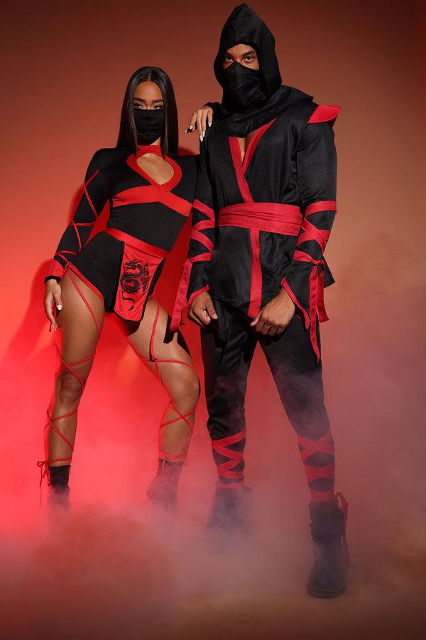 Fashion Nova Dragon Ninja 3 Piece Costume Set - Black/Red