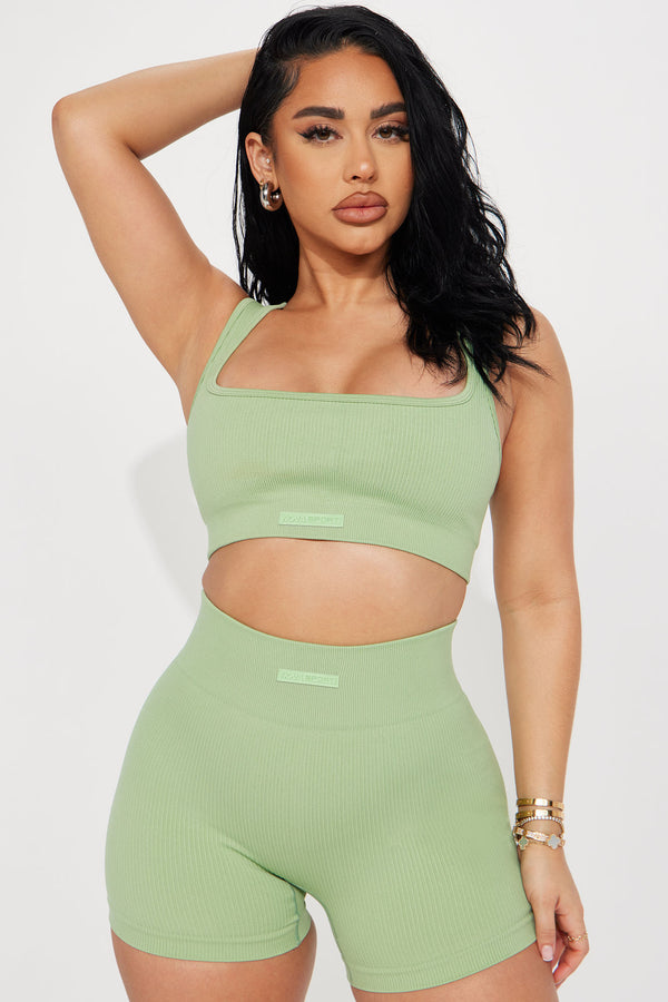 Fashion Nova Effortless Orpheus Ribbed Seamless Bra Top - Sage