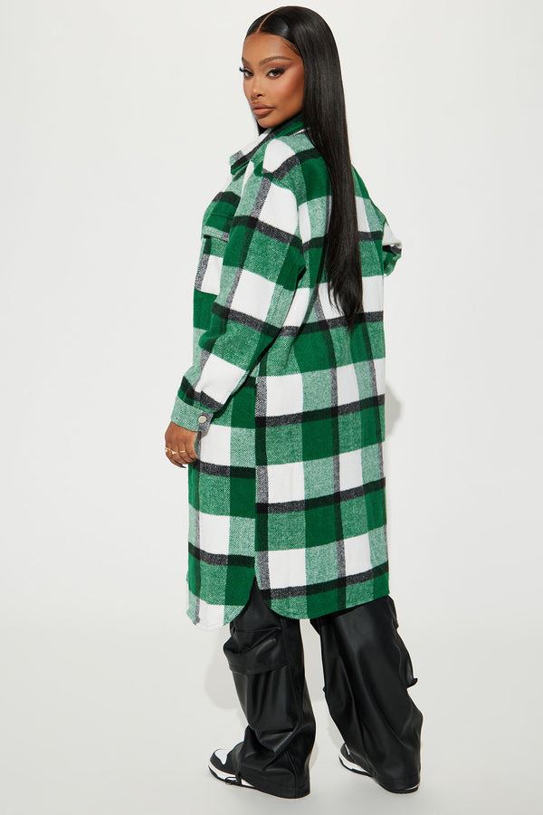 Fashion Nova About Her Business Plaid Coat - Green