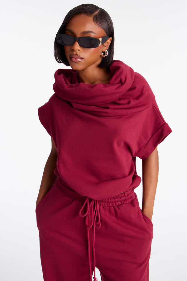 Fashion Nova Alexa Jogger Pant Set - Burgundy