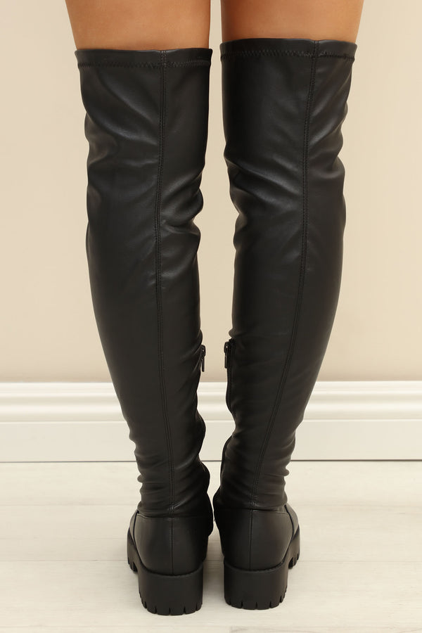 Fashion Nova All Around Me Flat Boots - Black