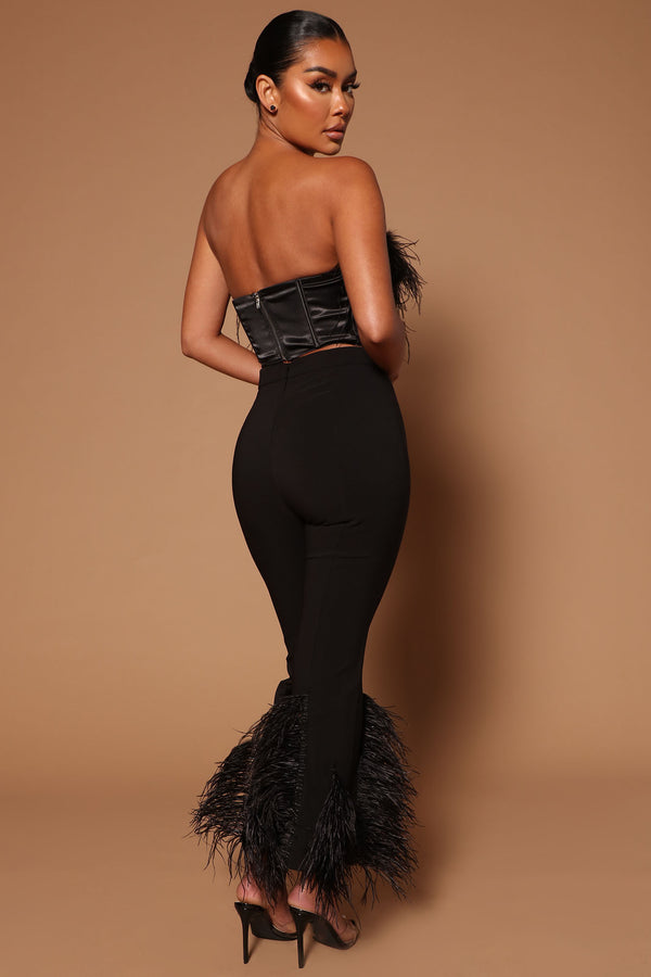 Fashion Nova Asalia Feathered Top - Black