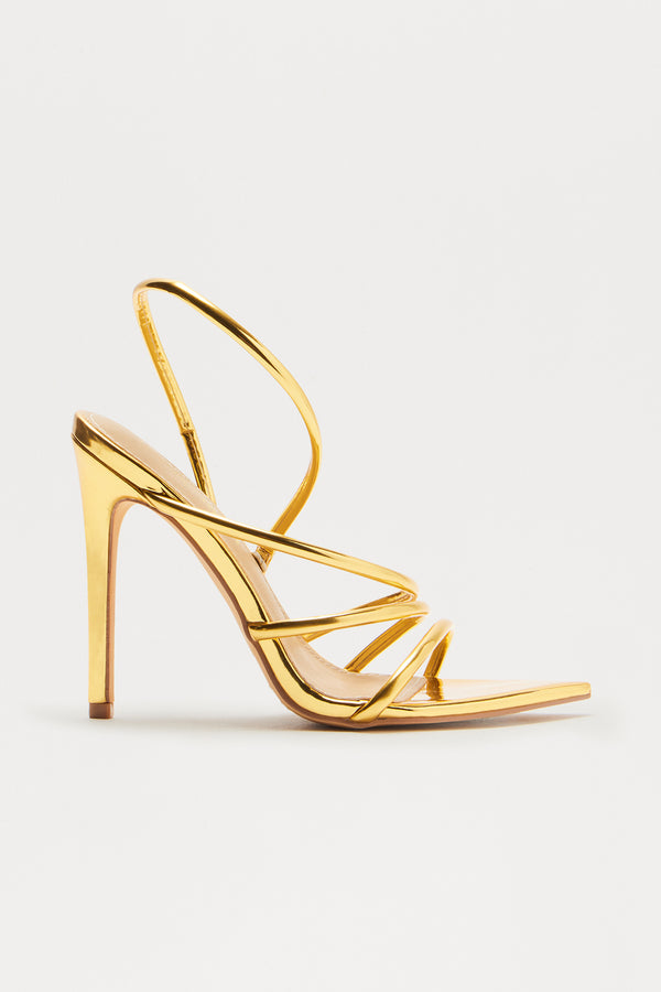 Fashion Nova Ayala Patent Slingback Heels - Gold