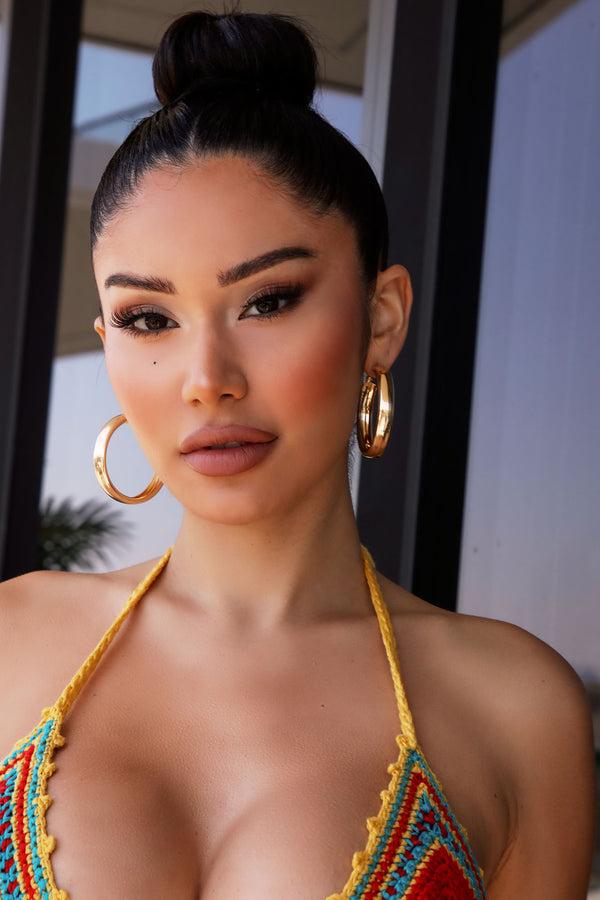Fashion Nova Bad Girls Only Hoop Earrings - Gold