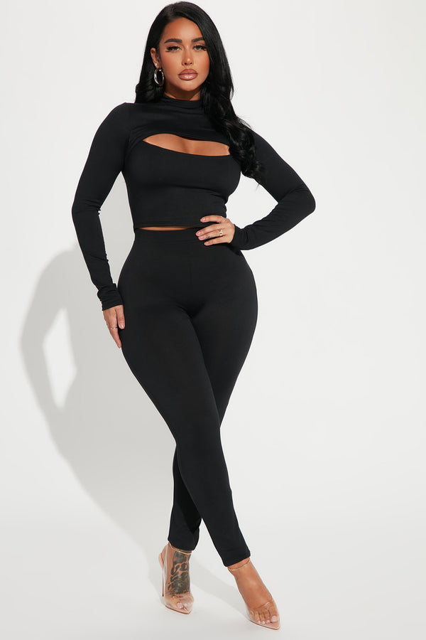 Fashion Nova Baddie On The Go Legging Set - Black