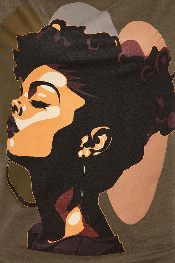 Fashion Nova Beautiful Woman Tee - Dark Olive