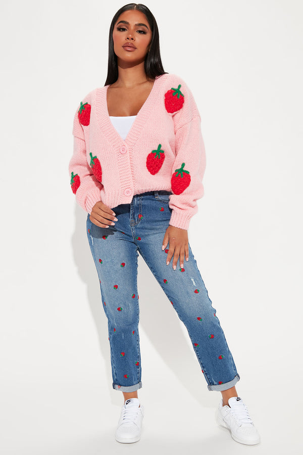 Fashion Nova Berry Sweet Strawberry Cardigan - Pink
