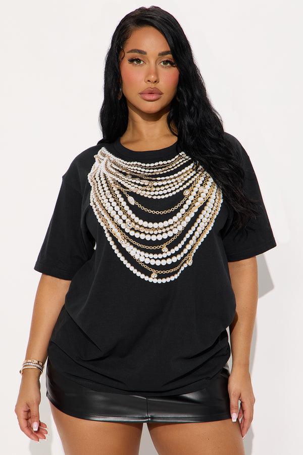 Fashion Nova Blinged Out Oversize Tee - Black