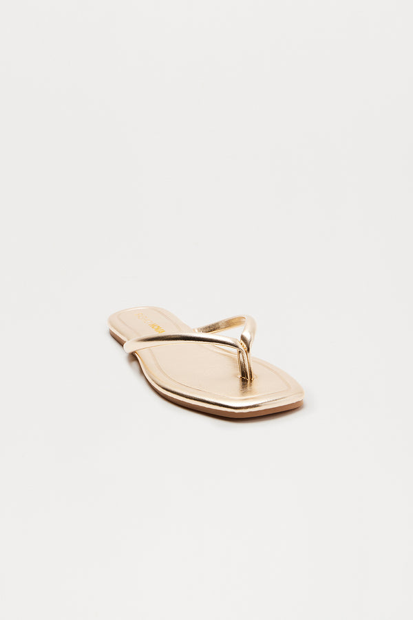 Fashion Nova Brent Metallic Flip Flops - Gold