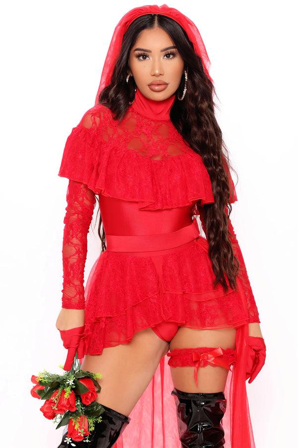 Fashion Nova Bride To Be 6 Piece Costume Set - Red