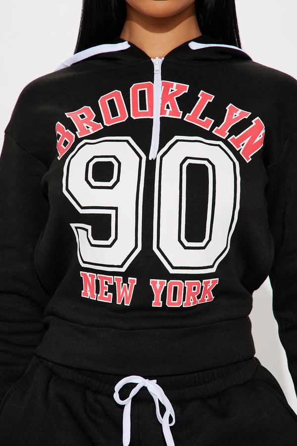 Fashion Nova Brooklyn NY Fleece Pant Set - Black/Red