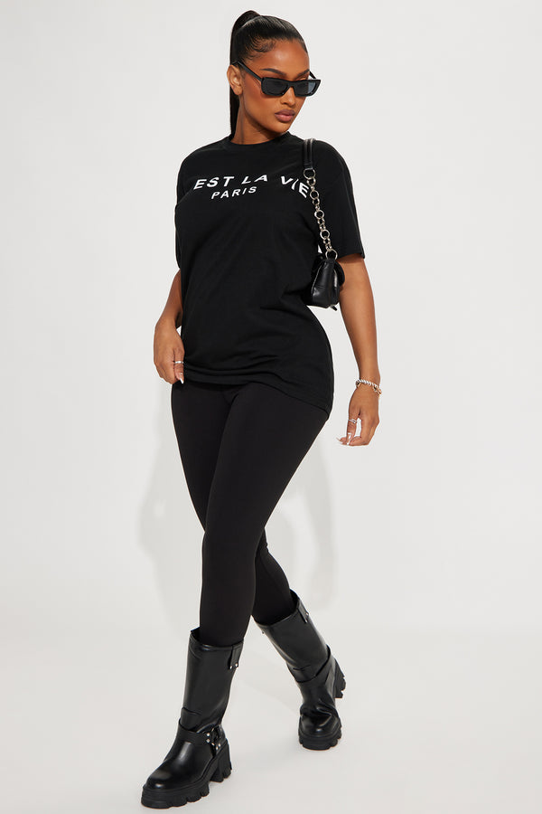 Fashion Nova C'est La Vie Legging Set - Black