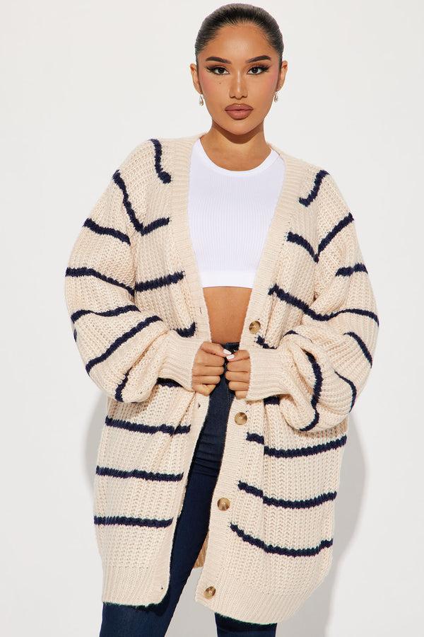 Fashion Nova Casual Day Striped Cardigan - Cream