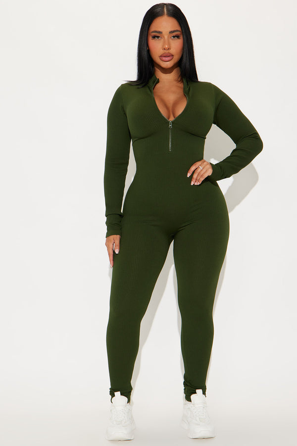 Fashion Nova Chloe Seamless Jumpsuit - Olive