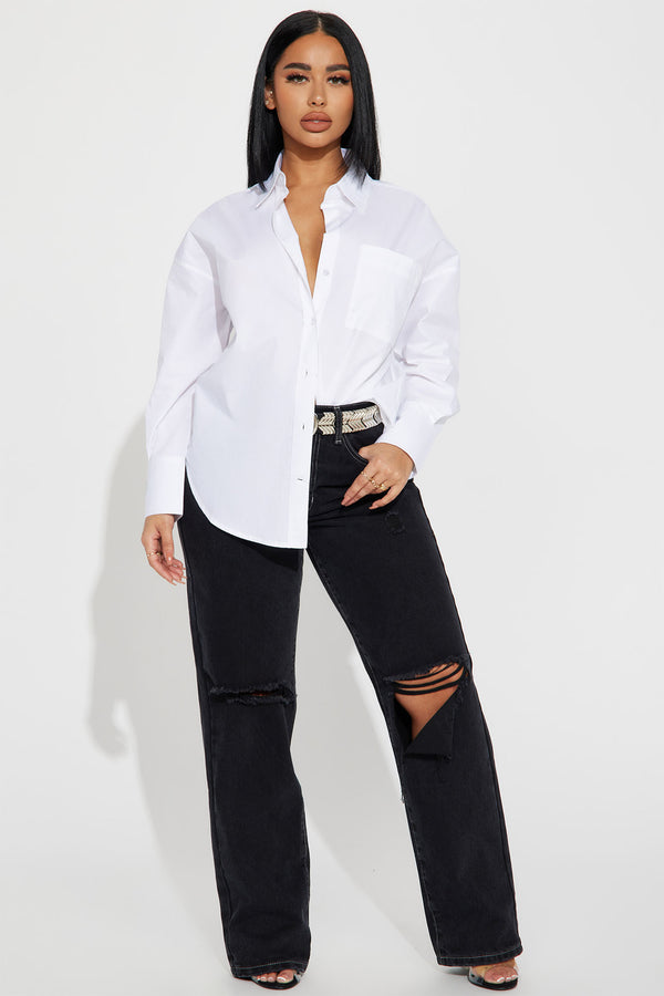 Fashion Nova Closet Staple Poplin Shirt - White