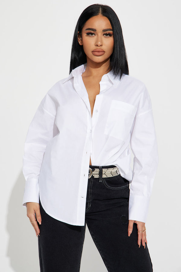 Fashion Nova Closet Staple Poplin Shirt - White