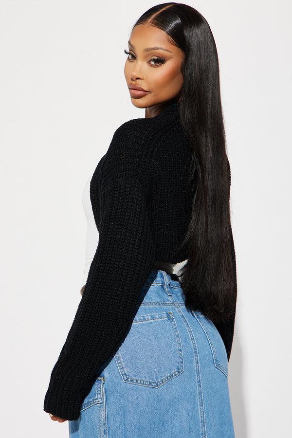 Fashion Nova Cool Girl Mood Bolero Sweater - Black
