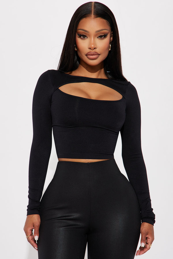 Fashion Nova Cori Cut Out Seamless Top - Black