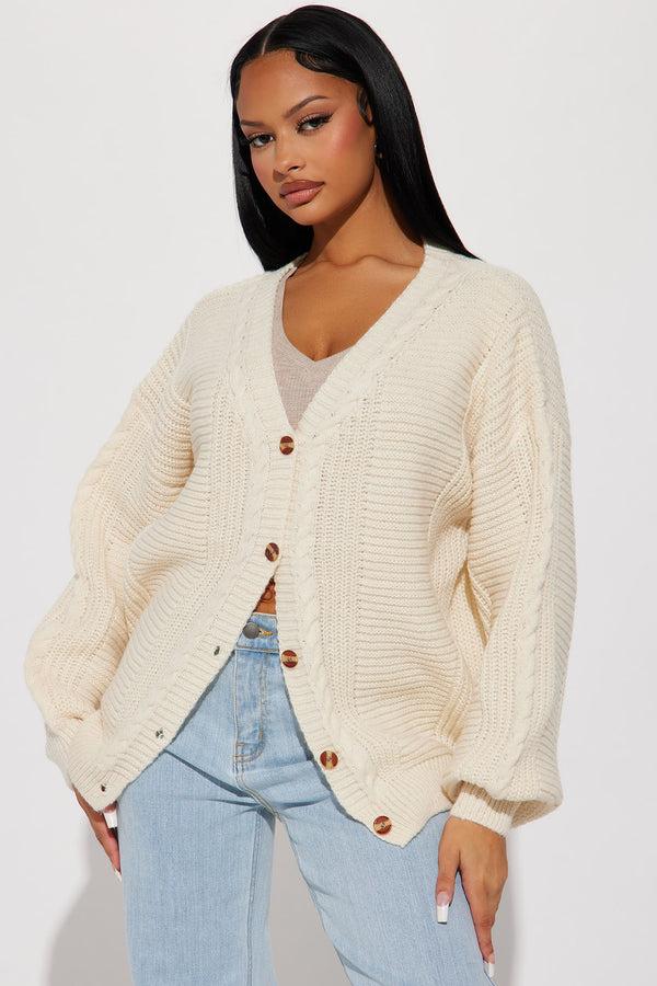 Fashion Nova Couch Convo Cardigan - Cream