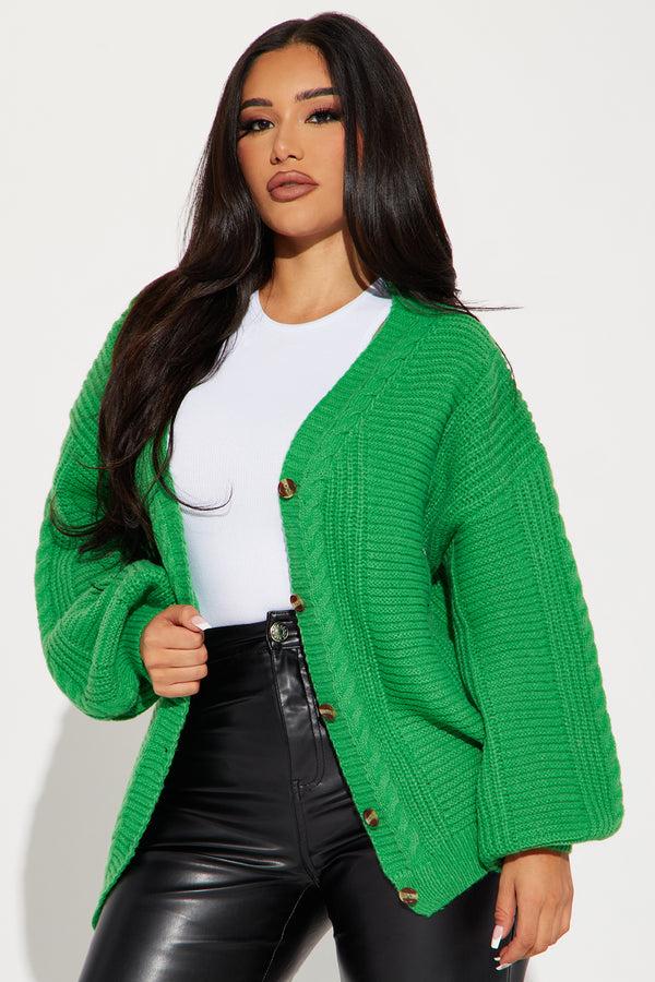 Fashion Nova Couch Convo Cardigan - Green