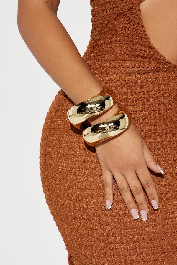 Fashion Nova Cove Island 2 Piece Bracelet Set - Gold