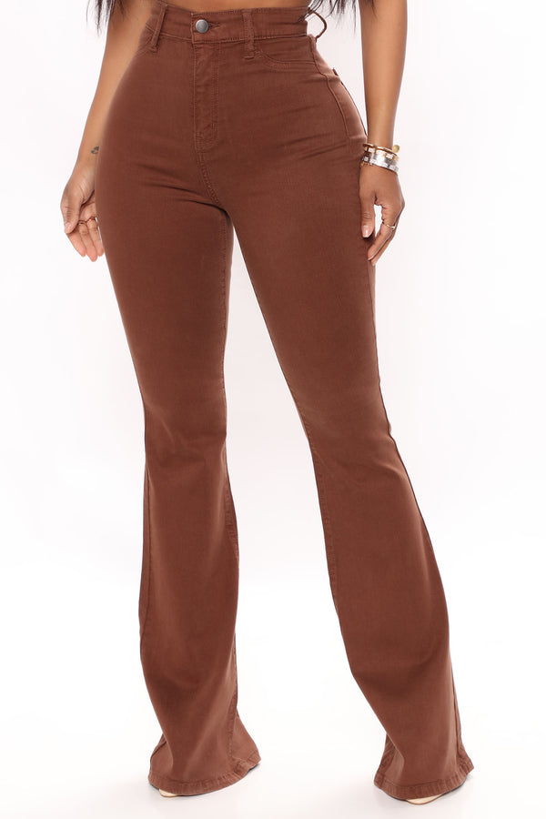 Fashion Nova Deep In My Soul Flare Jeans - Brown