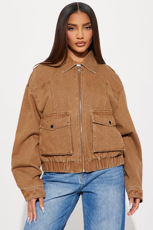 Fashion Nova Delilah Washed Bomber Jacket - Rust