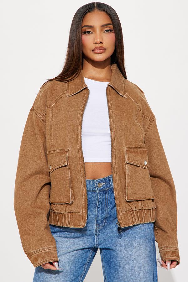 Fashion Nova Delilah Washed Bomber Jacket - Rust