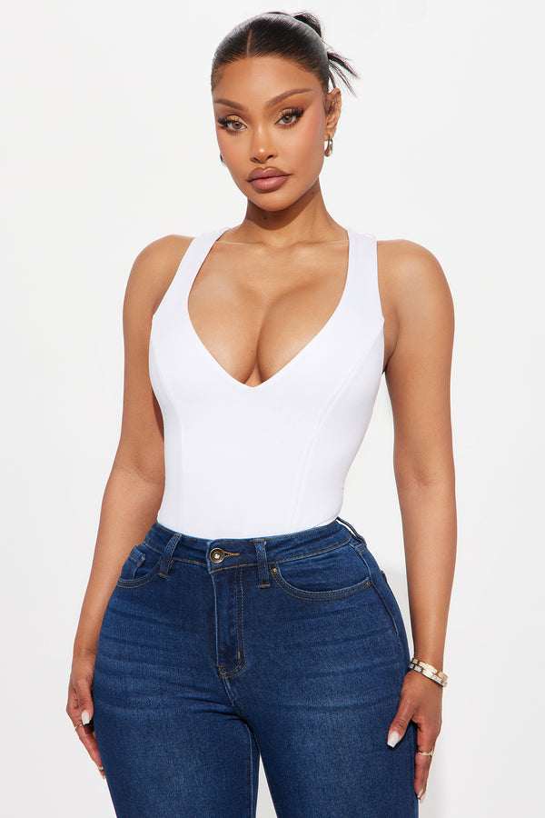 Fashion Nova Delta Double Lined Bodysuit - White