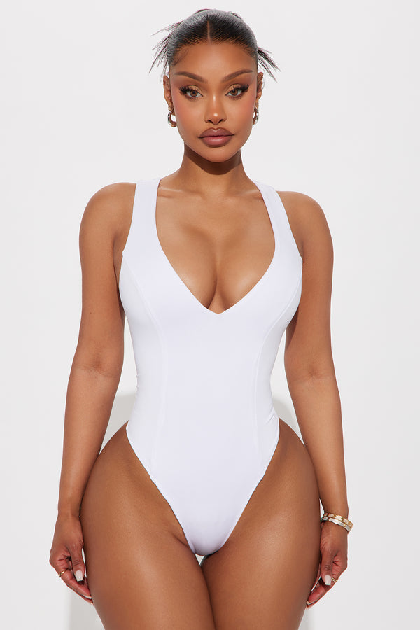 Fashion Nova Delta Double Lined Bodysuit - White