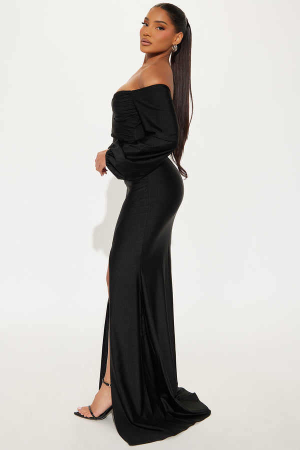 Fashion Nova Denise Off Shoulder Maxi Dress - Black