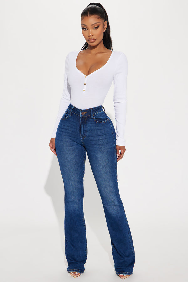 Fashion Nova Devyn Stretch Bootcut Jeans - Dark Wash