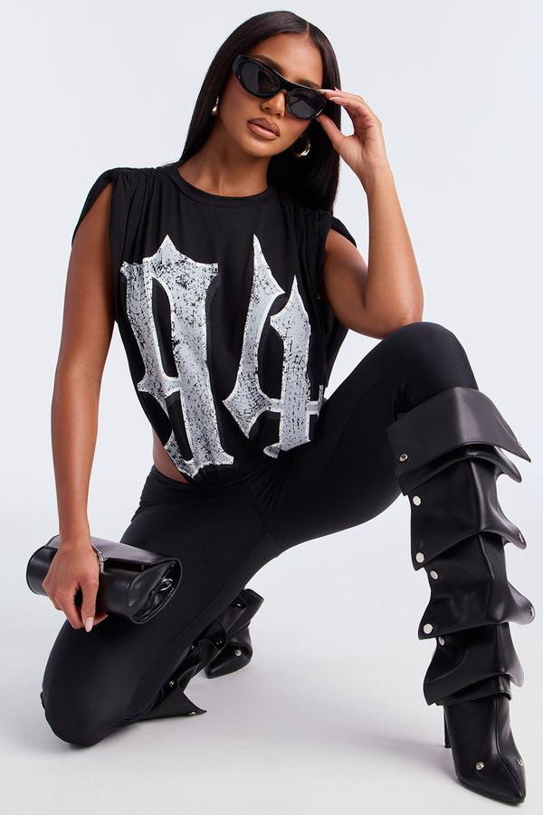 Fashion Nova Distressed Legacy 94 Bodysuit - Black