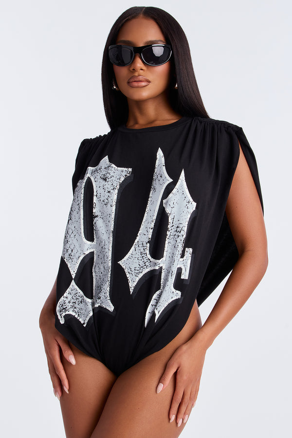 Fashion Nova Distressed Legacy 94 Bodysuit - Black