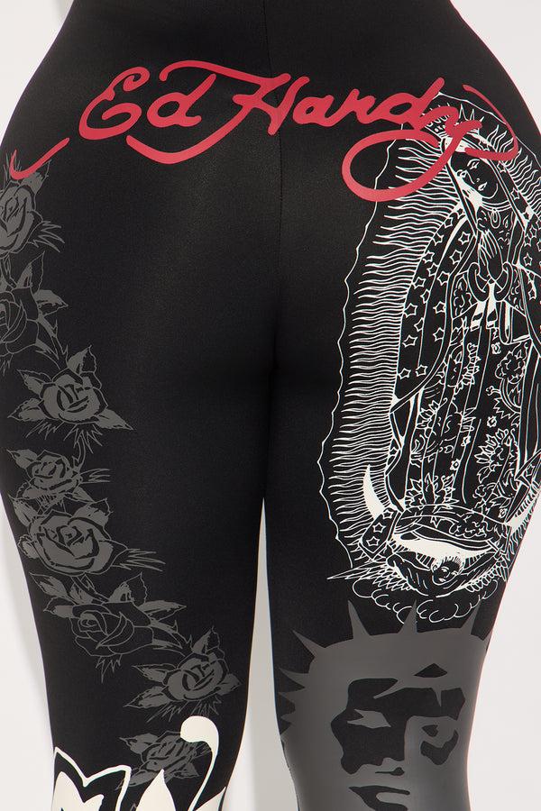 Fashion Nova Ed Hardy Sacred Heart Jumpsuit - Black