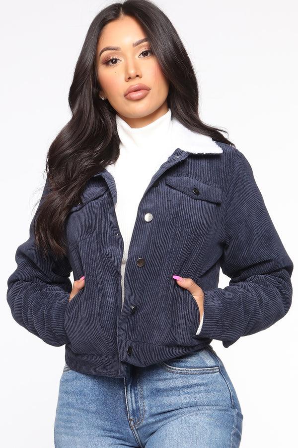 Fashion Nova Enjoy The Ride Jacket - Navy/combo