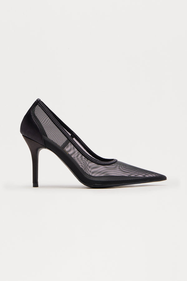 Fashion Nova Espresso Pointed Toe Mesh Pumps - Black