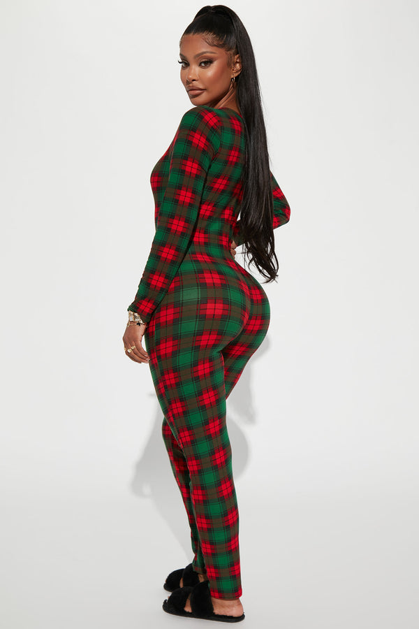 Fashion Nova Fa La La PJ Jumpsuit Onesie - Red/combo