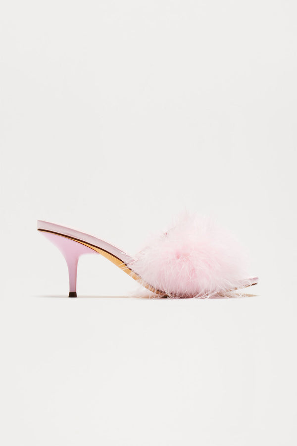 Fashion Nova Fluffy Feather Kitten Heels - Pink