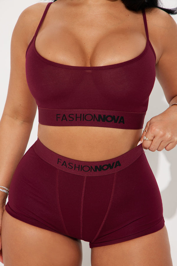 Fashion Nova FN Mood Cami And Boxer Set - Wine