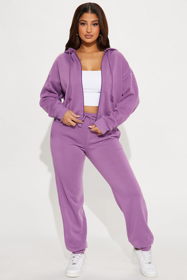 Fashion Nova Game On Fleece Jogger Set - Lilac