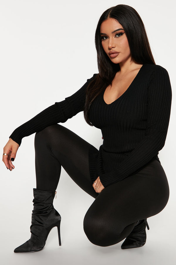 Fashion Nova Giving Me The Feels Sweater - Black