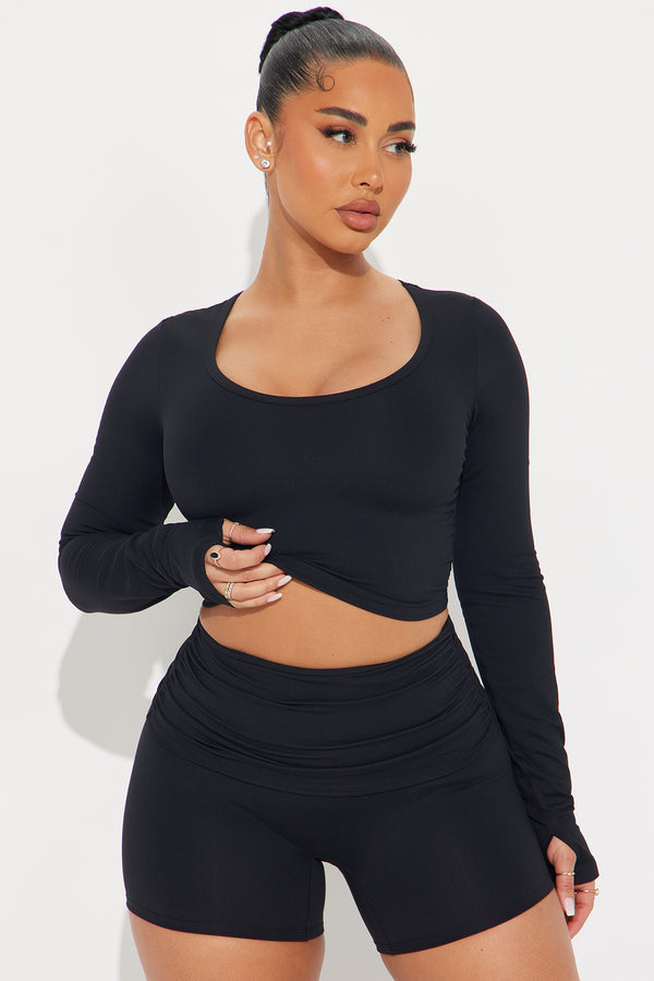 Fashion Nova Glow Super Soft Active Top - Black