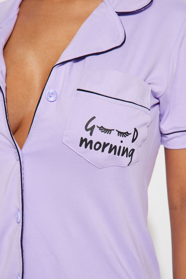 Fashion Nova Good Morning Babe PJ Short Set - Purple