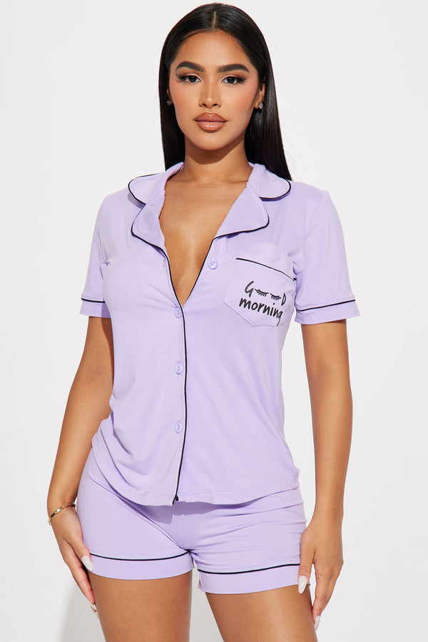 Fashion Nova Good Morning Babe PJ Short Set - Purple