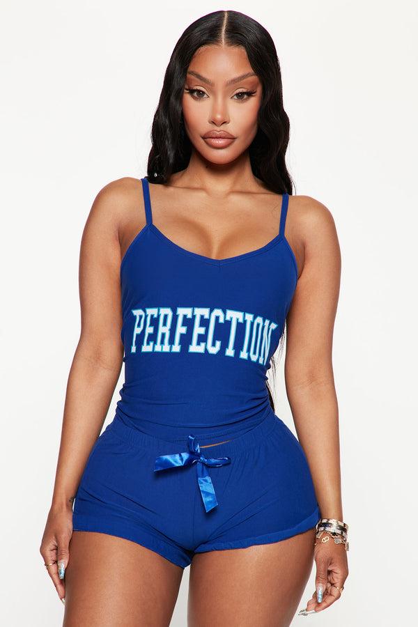 Fashion Nova I Am Perfection PJ Short Set - Blue