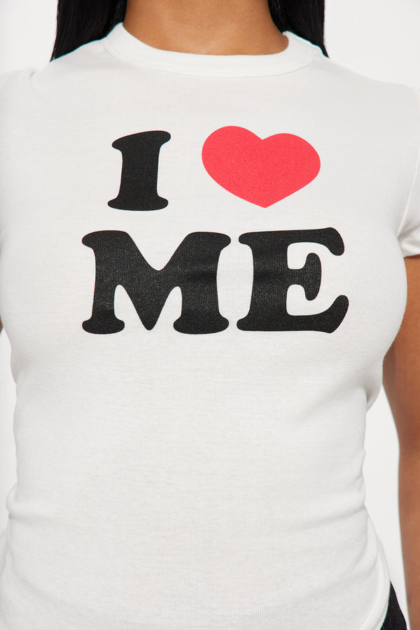 Fashion Nova I Love Me Baby Tee - Cream